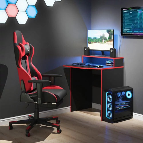 Gamer/íróasztal fekete-piros dizájnnal – személyre szabható kivitel
